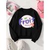 Girls' Round Neck Sweatshirt, Girls' Casual Sweatshirt Printed Round Neck Pullover, Fruit Peach Design Pattern
