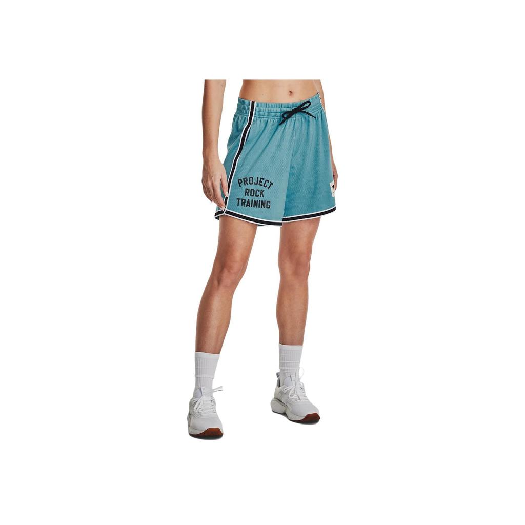 Under Armour Johnson Series Letter Print Lace-Up Mesh Reversible Shorts Women Bottoms Glacier-Blue 1377460-433