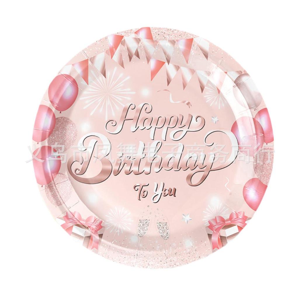 Pink Balloon Birthday Party Supplies - Disposable Tableware Decor for Girl's Theme Celebrations