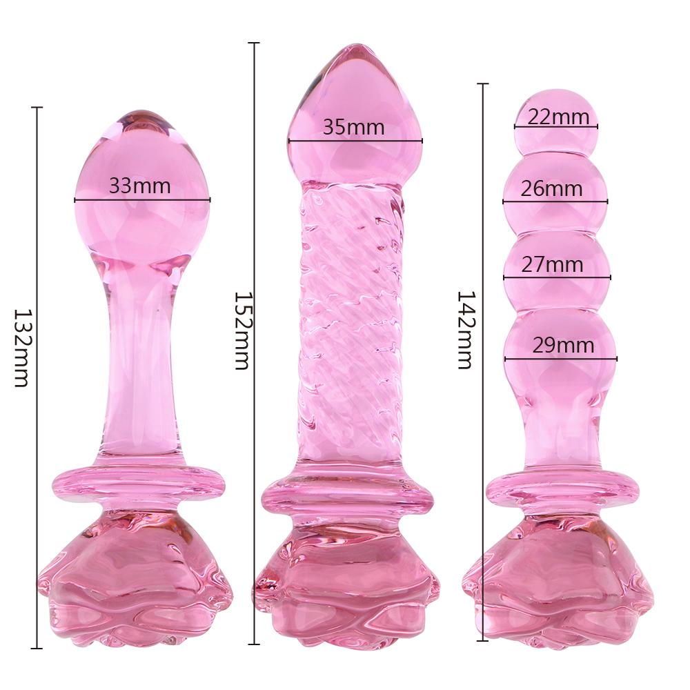 Glass Rose Decorative 22-35mm Anal Beads Butt Plug for Women Vaginal Dilator Female Masturbator Sex Toys Men Prostate Massager