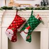 Christmas Playful Stockings In Rich Red And Green Fabric Featuring Snowflakes And Holiday Characters