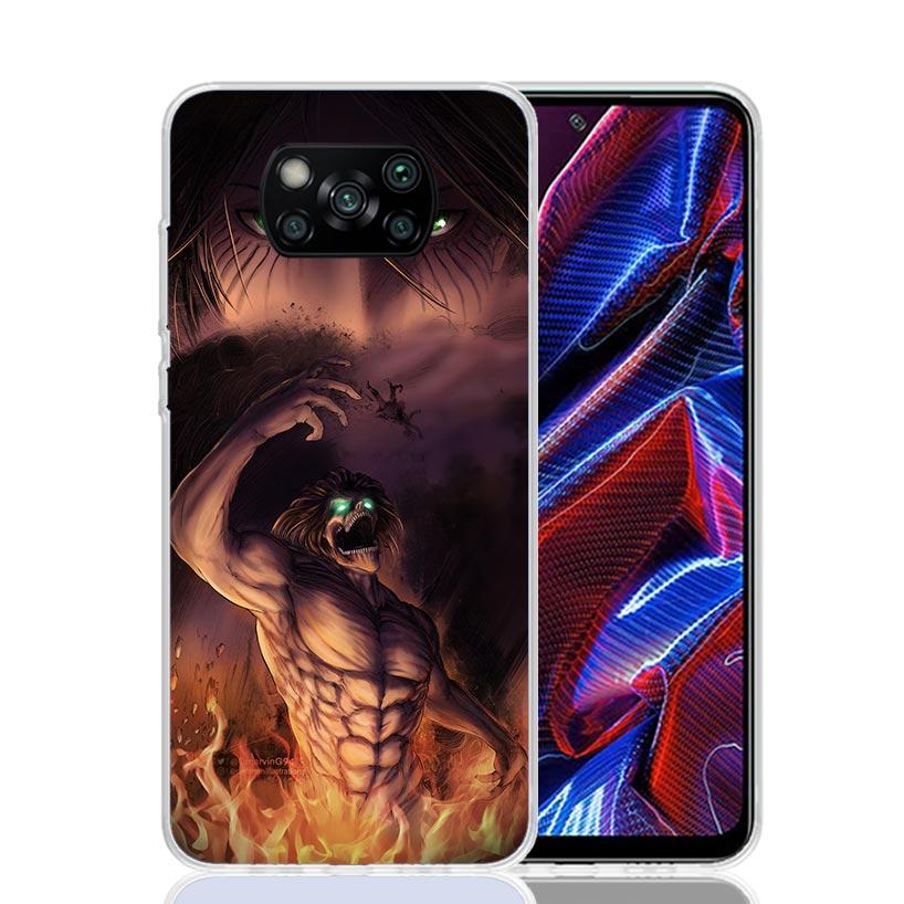 Attack-Titan Eren Phone Case For Xiaomi Poco X7 X6 X5 Pro F7 Ultra Redmi 15C 15 13 13C 12 12C 10 10A 10C 9 9A 9C 9T Cover Poco X