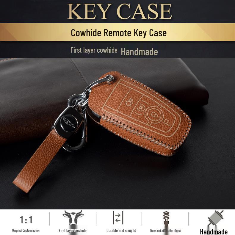 Cowhide Key Case for Lincoln MKX, MKZ, MKC, Taurus, and Mustang Explorer