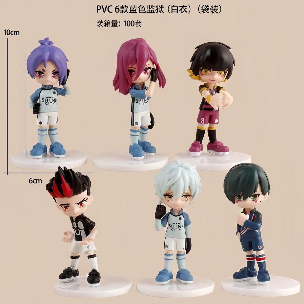 6pcs/set BLUE LOCK Isagi Yoichi Anime Figure Toys Collection Animation Model Cute Version Doll Desktop Ornaments