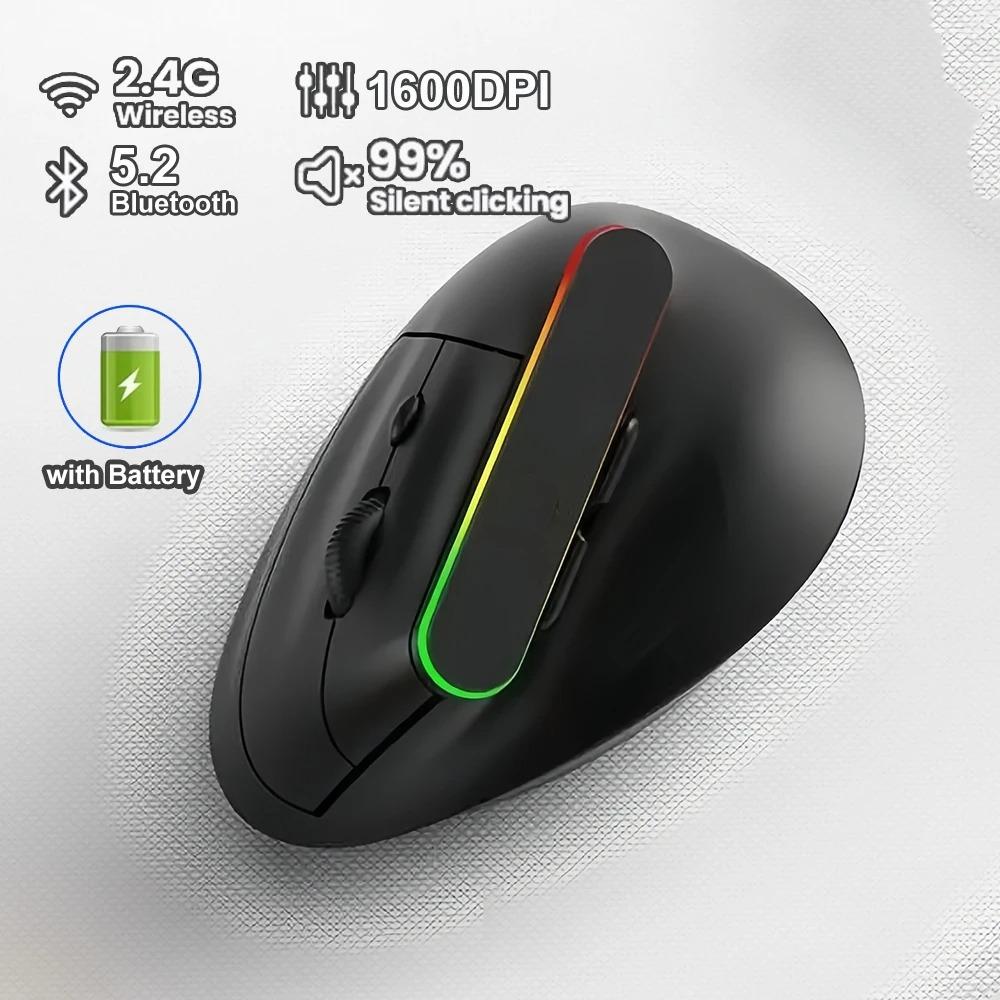 2.4G Wireless Mouse Dual Mode RGB Vertical Mouse Bluetooth Mouse Rechargeable Silent Mouse Ergonomic Mice for PC Laptop Desktop