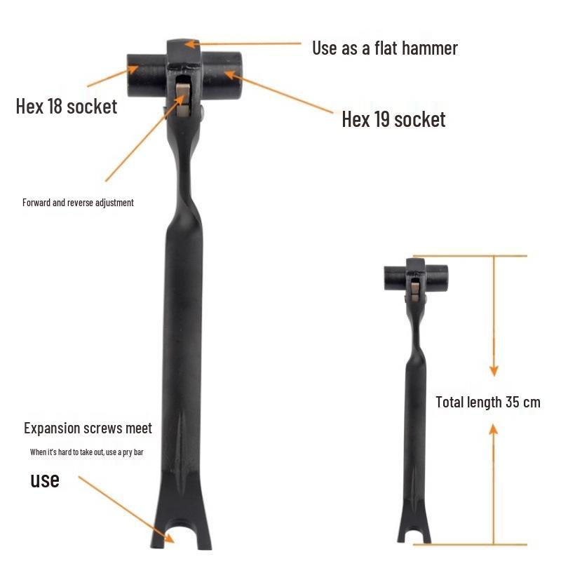 Bidirectional Quick Ratchet Gear Wrench with Pointed Tail and Three-Way Open End