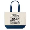 Tote Bag - PLANETEE - I Can't Marathon - Blue Background - Cotton 40 X 45 Cm - Made In France