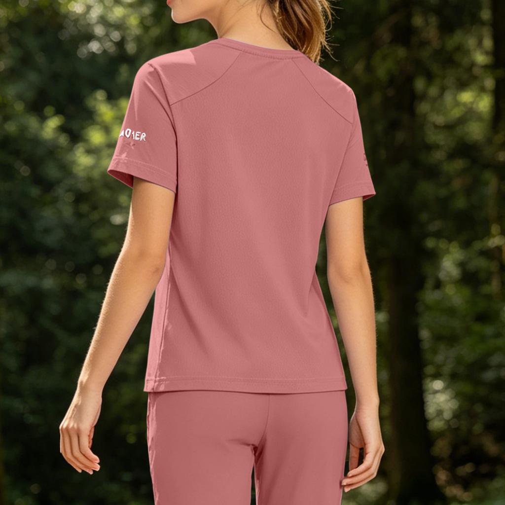 Women's Quick Dry Short Sleeve Shirt Lightweight Breathable Outdoor Hiking Running Fitness Sport Top High Elastic Sweat Absorption