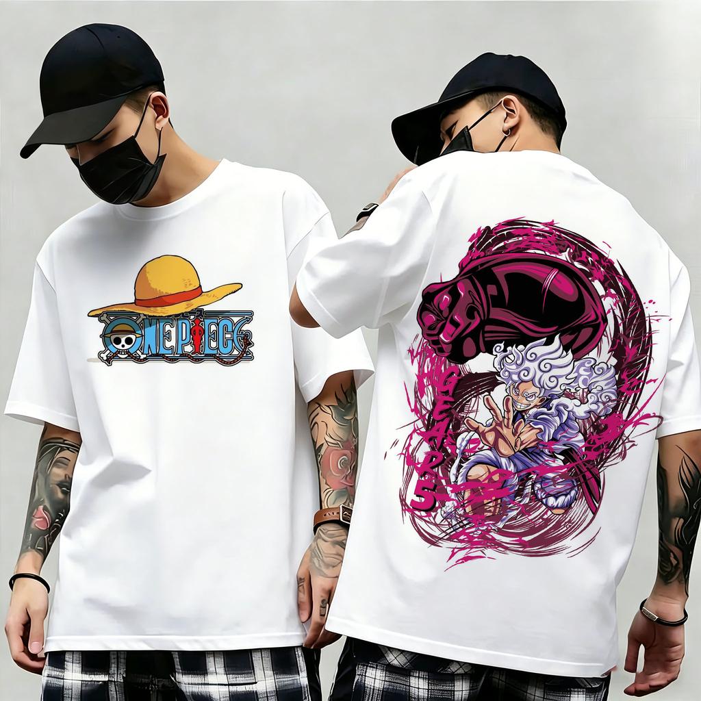 Summer New Arrival One Piece Pattern Tshirt unisex anime print casual shortsleeved fashionable streetwear top Y2K style