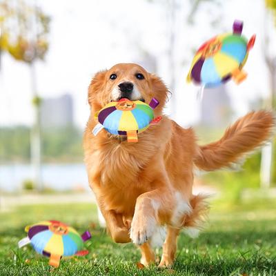 Hundespielzeug Frisbee Interaktive Outdoor-Sport-Trainingsspiele Widerstandsfähiges Kauwelpenspielzeug Weiche Plüsch-Frisbee
