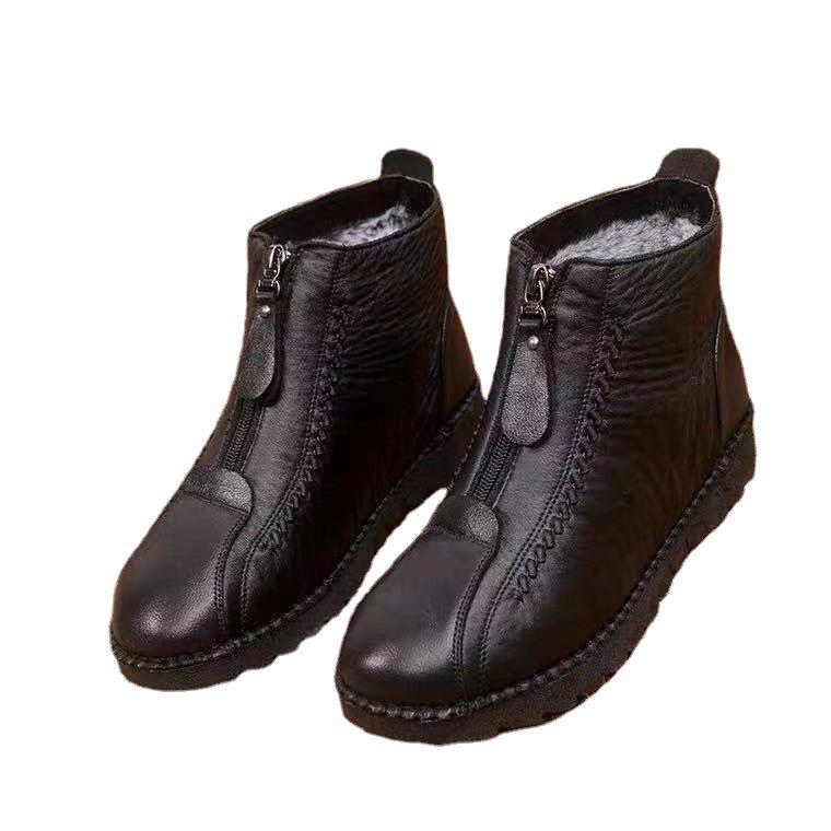 Winter Women's Boots Fashion Warm Short Boots Bare Boots Outdoor Leisure Wild Front Zipper Mother Boots Brand Women Shoes