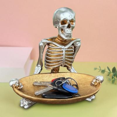 Halloween Candy Bowl Skeleton Serving Bowl Vintage Cookie Fruit Jewelry Snack Dish Scary Resin Decor for Workplace Kitchen
