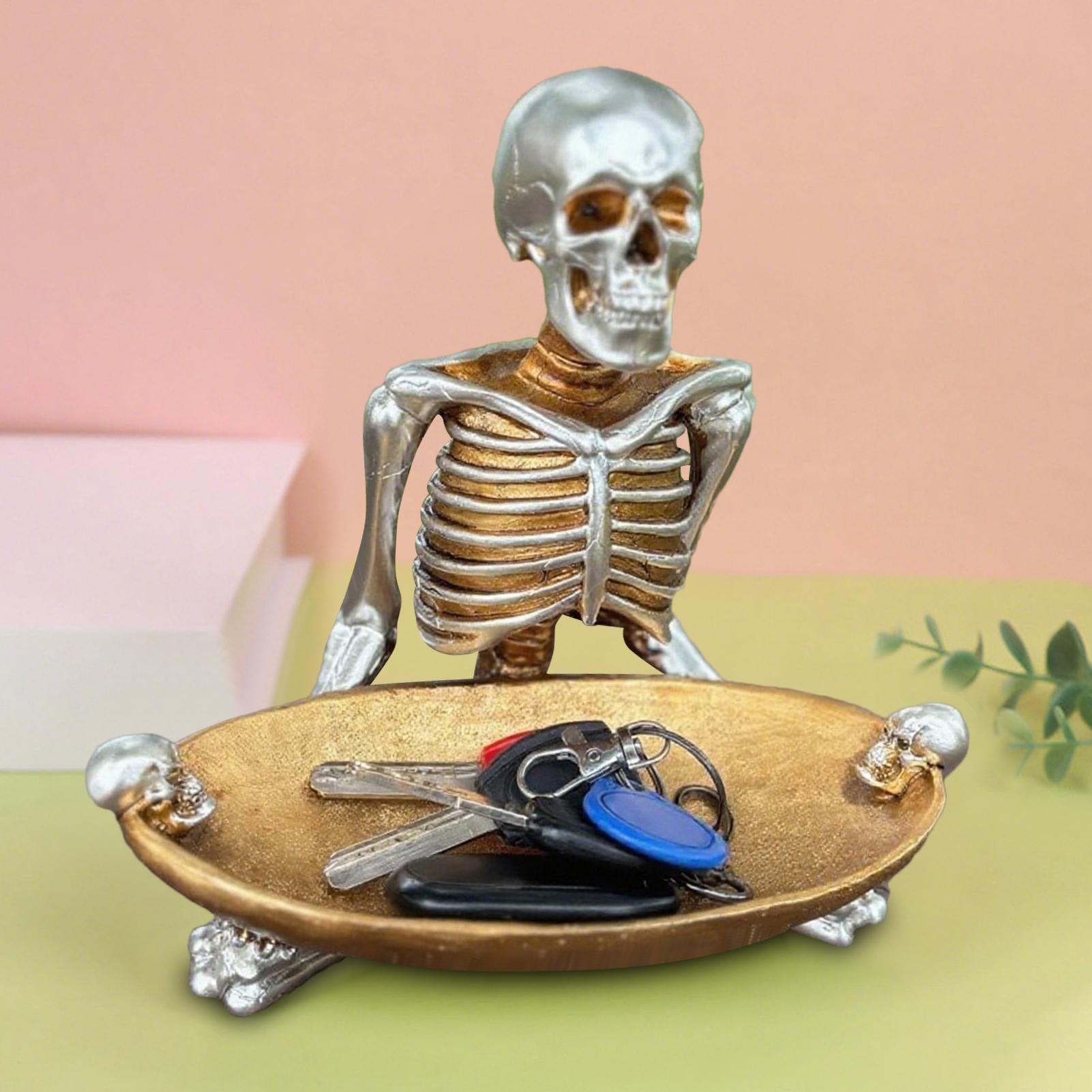 

Halloween Candy Bowl Skeleton Serving Bowl Vintage Cookie Fruit Jewelry Snack Dish Scary Resin Decor for Workplace Kitchen CN
