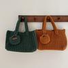Classic Knitted Handbag Crochet Large Sized Cotton Thread Woven Bag With Small Purse Solid Color Vintage Style Bag Casual Use