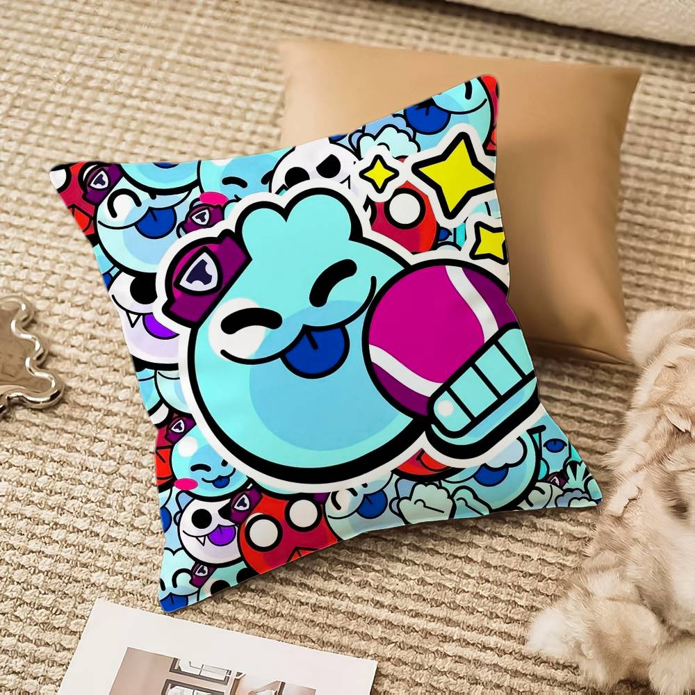 B-Brawl Anime S-Stars Pillow Case Anti-dustmite Pillowcase Invisible Zipper Silky Short Plush Sofa Cushion Cover