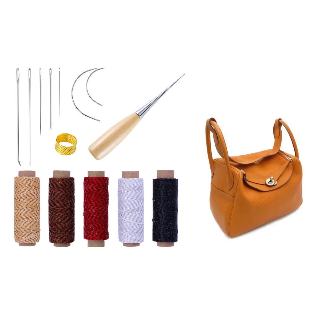 Leather Sewing Kits DIY Leather Repair Tool Included Sewing Awl Thread Thimble Yarn Needle Leather Craft Tool Set