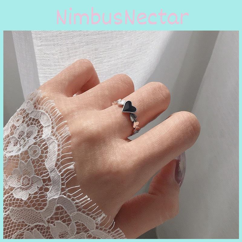 Elegant S925 Silver Retro Heart Ring Adjustable Size Stunning Korean Fashion Jewelry For Women