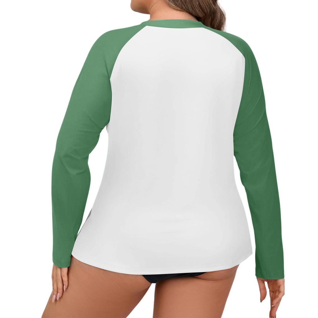 Dámské plavky s dlouhým rukávem ve velkých velikostech v kontrastních barvách, sluneční bunda, rychleschnoucí turistický top