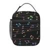 Musiknoten Musikalische Noten Isolierte Lunchtasche für Damen Kinder Auslaufsichere Lebensmittelboxen Thermische Lunchbox Tragetasche