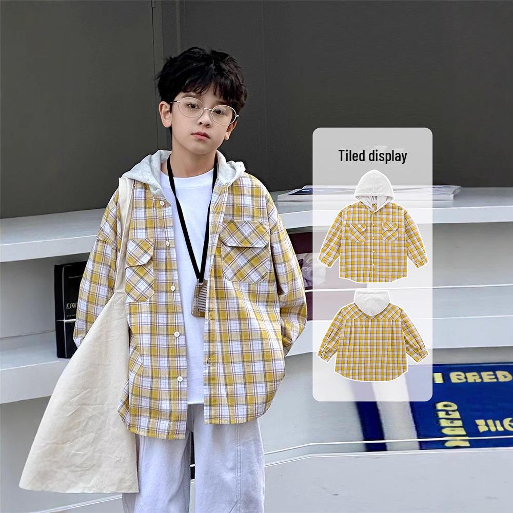 Camicie a quadri con cappuccio da ragazzo 2025: Stile coreano alla moda per bambini