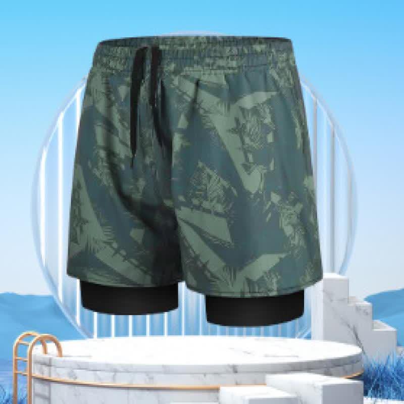 Junwen Men s Anti-Chafe Quick-Dry Boxer Swim Trunks
