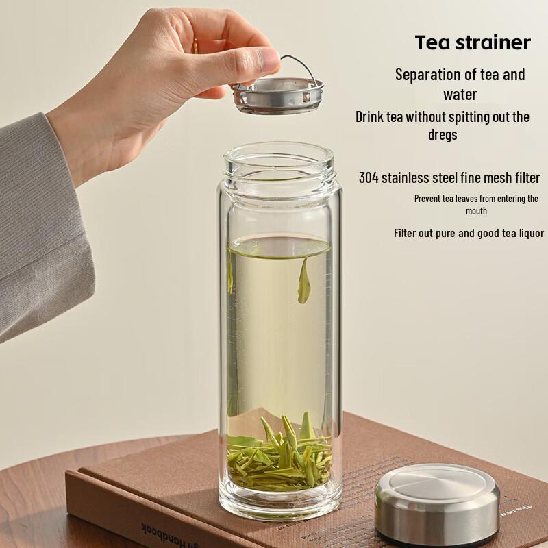 Insulated Double-Layer Glass Tea Cup