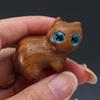Cute Sandalwood Sculpture Desk Ornaments Wooden Statue Cat Memorial Statues Handmade Wood Carved Cats Cute Cat Pattern
