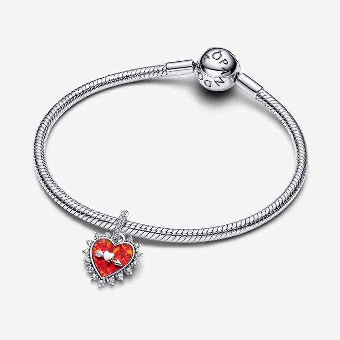 Charm Pendant - PANDORA - Cœur Flèche Pivotante - Métal Argenté - Mixte - Adulte