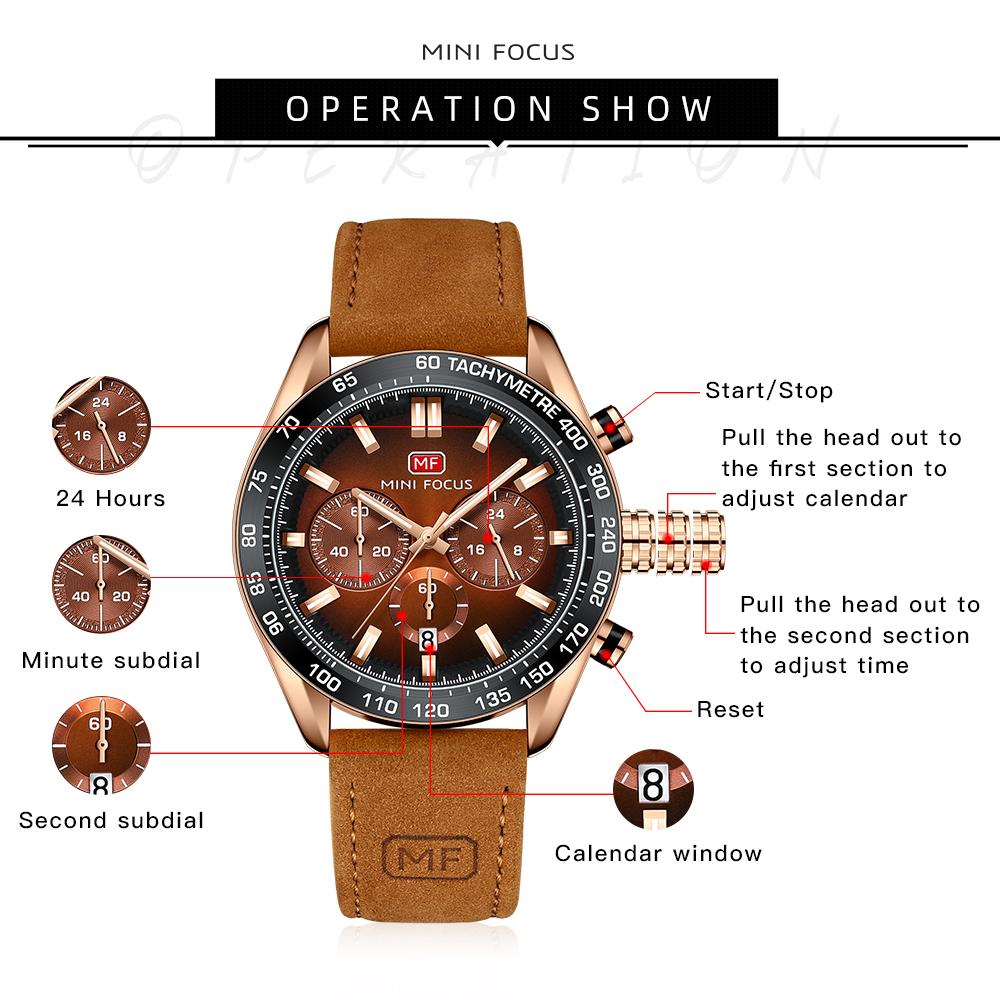 Top Luxus mit Box Minifocus Markenuhr Casual Herrenuhr Quarzuhr Leder Herrenuhr 0403G