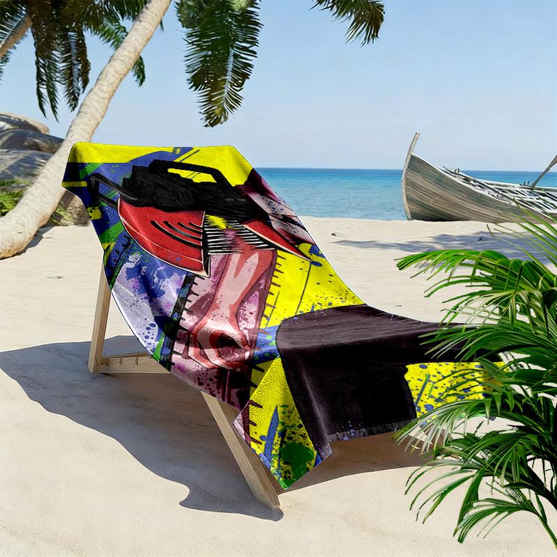 Chainsaw Man Print Beach Towel, Large Soft Quick Dry Towel for Beach Camping Swimming