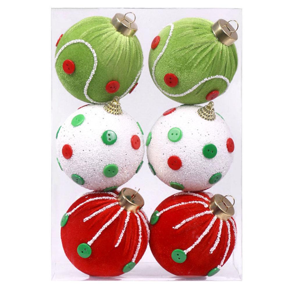 6 Pieces Foam Christmas Ball Set 8cm Ornaments with Hanging Loops for Tree Home Holiday Office and Event Decoration
