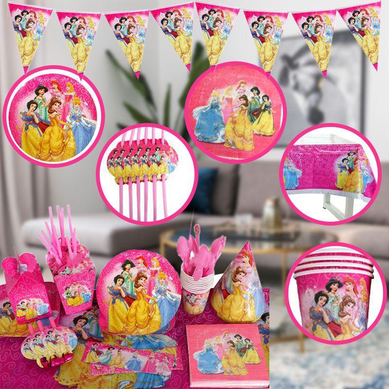Princess Snow White Bella Jasmine Party Supplies Girl Birthday Banner Tableware