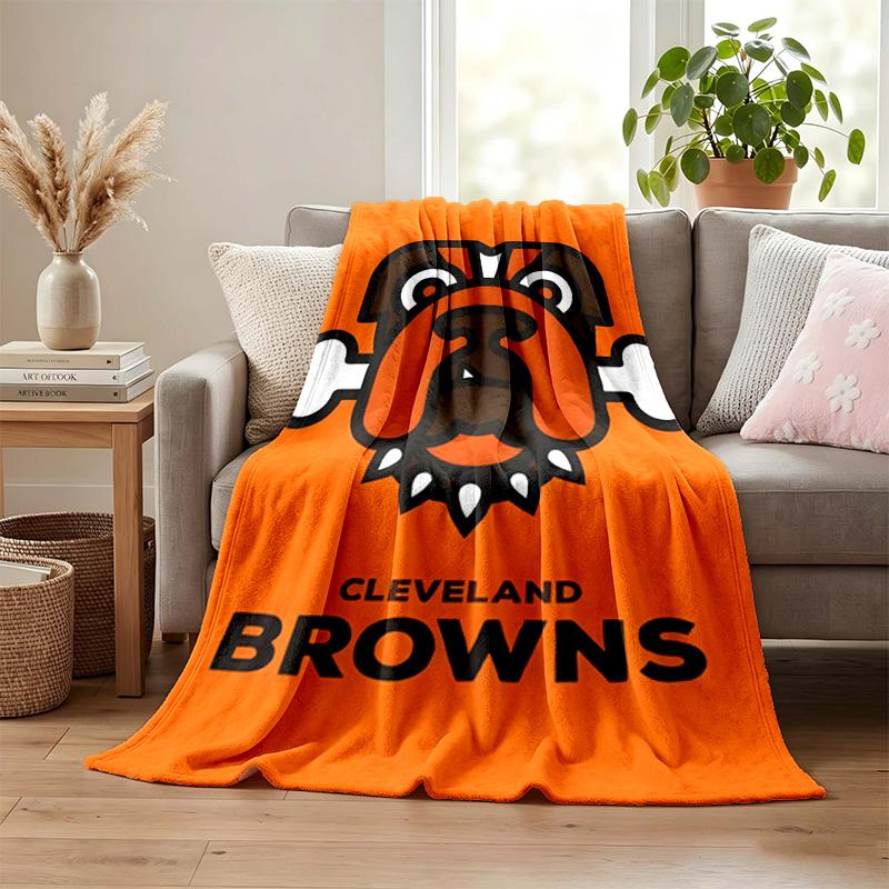 Cleveland Browns Blanket Flannel Blanket Soft Cozy Plush Throw for Sofa Bed Lightweight Home Decoration