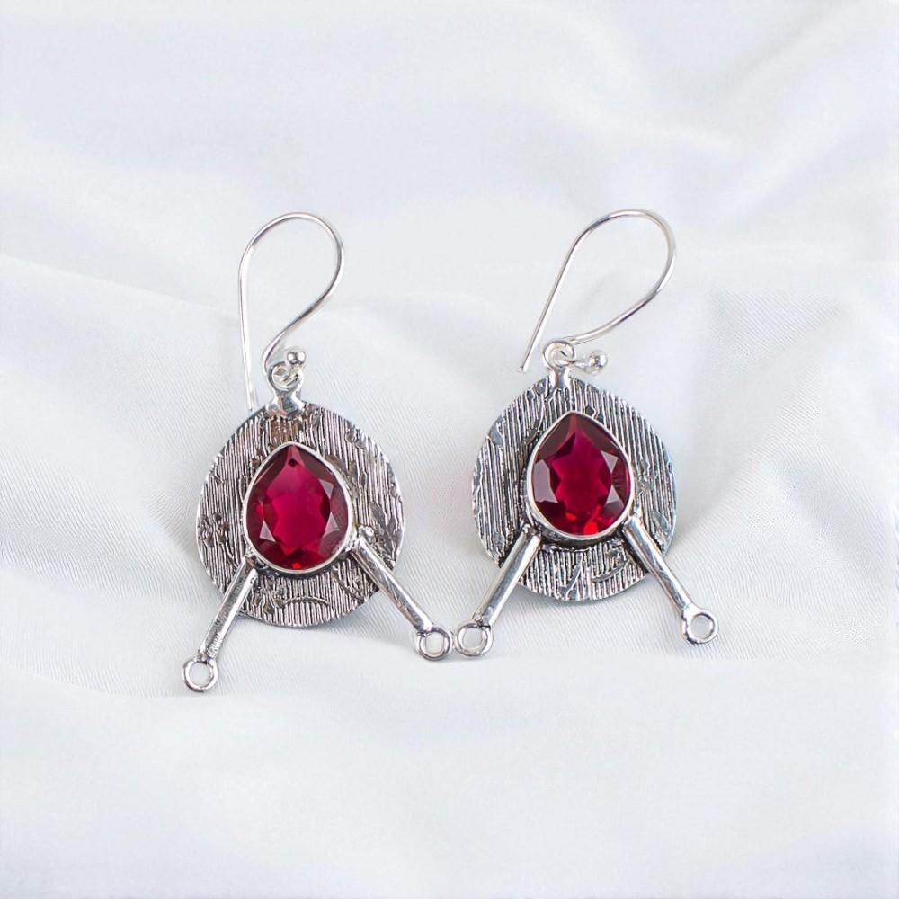 

Rare Pink Rubellite Gemstone 925 Sterling Silver Jewelry Handmade Earrings 1.86 EE-78-12