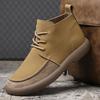 Douyin Popular Autumn and Winter Fashion Leather Boots Soft Leather Soft Sole Martin Boots Trendy Retro Versatile Cowhide Shoes Men