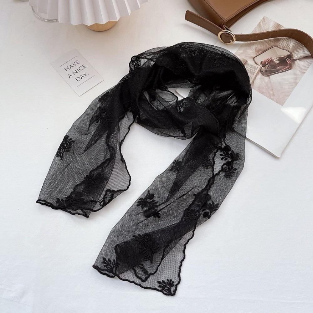 Long Women's Lace Scarf Retro Female Headscarf Versatile Silk Scarf
