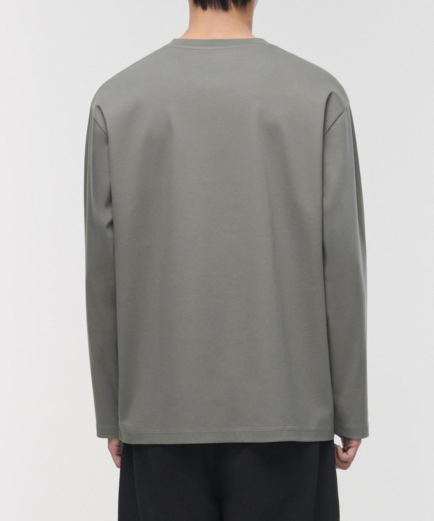 MUSINSA STANDARD Silket Relaxed Crew Neck Long Sleeve T-Shirt [Khaki Gray]