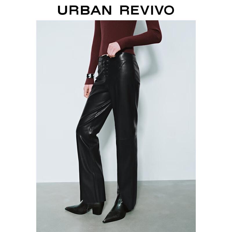 UR 2025 Spring Women's PU High-Waist Straight-Leg Pants UWJ650004