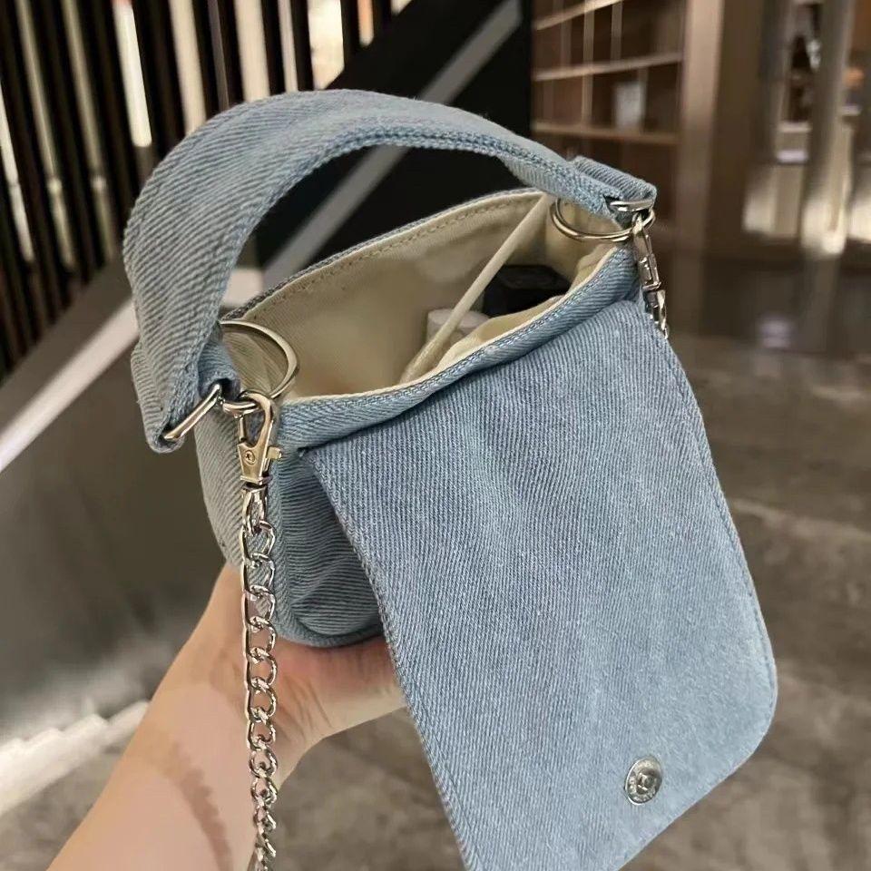 New Denim Bag Women Fashion Vintage  Spring Summer Chains Shoulder Bag Handbag Purse Phone Bags Girls