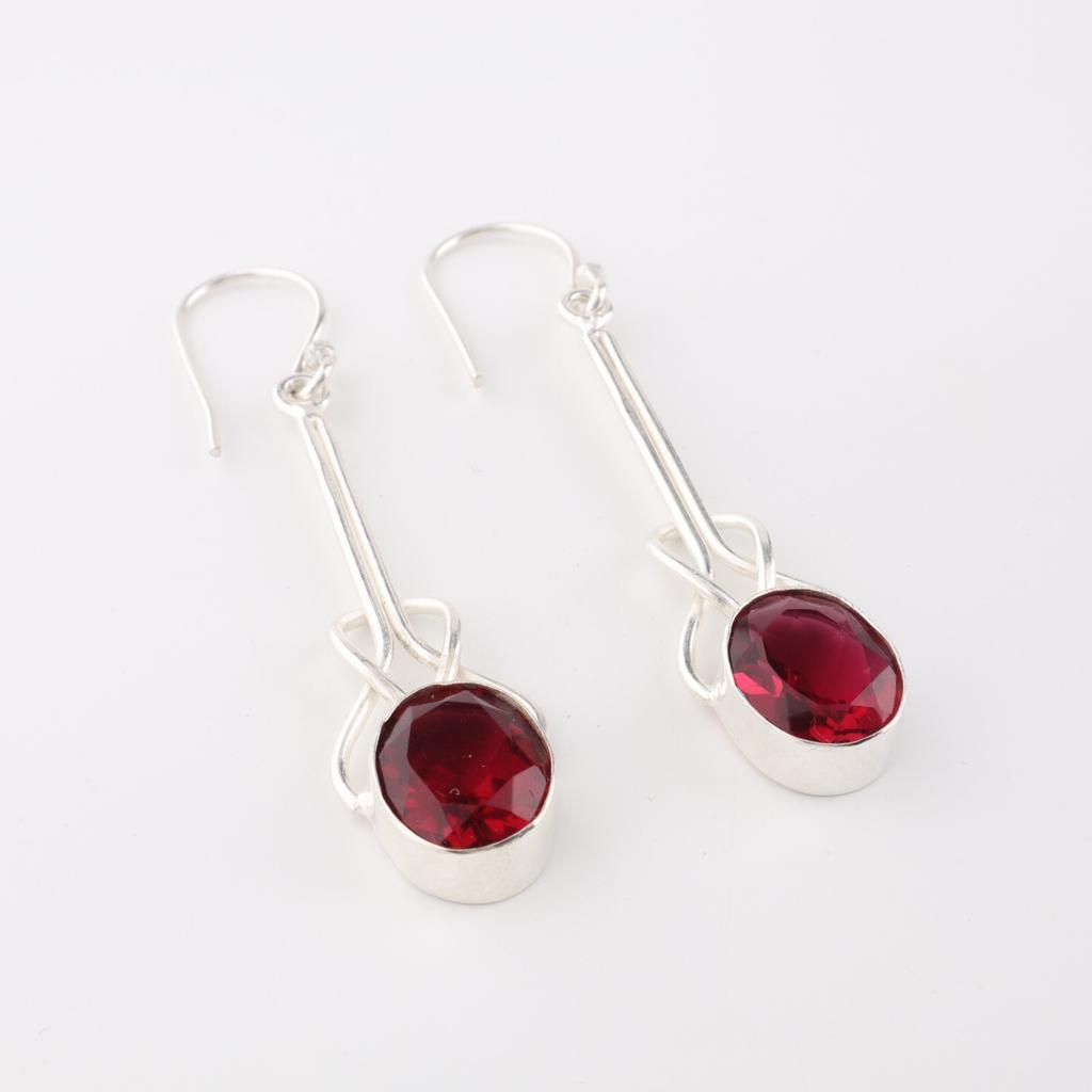 Pink Rubellite Gemstone 925 Sterling Silver Jewelry Handmade Drop Earrings 1.76" EE-171-11