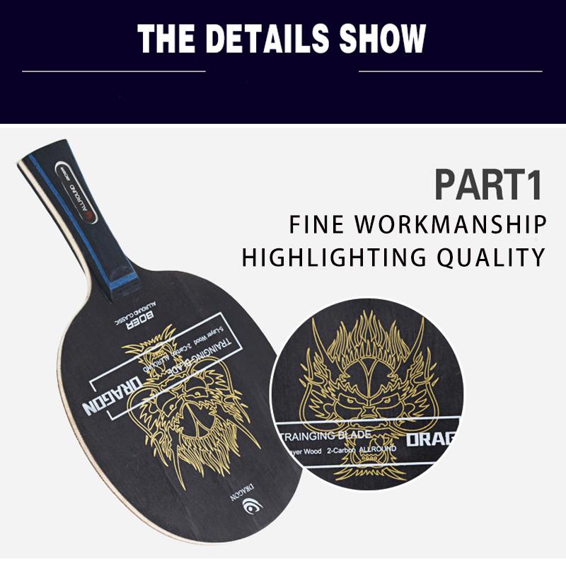 Lamă pentru rachetă de tenis de masă DRAGON, 7 straturi, 1 buc, FL CS, mâner scurt, lung, paletă de ping-pong aprobată BOER ITTF, pentru competiții de antrenament