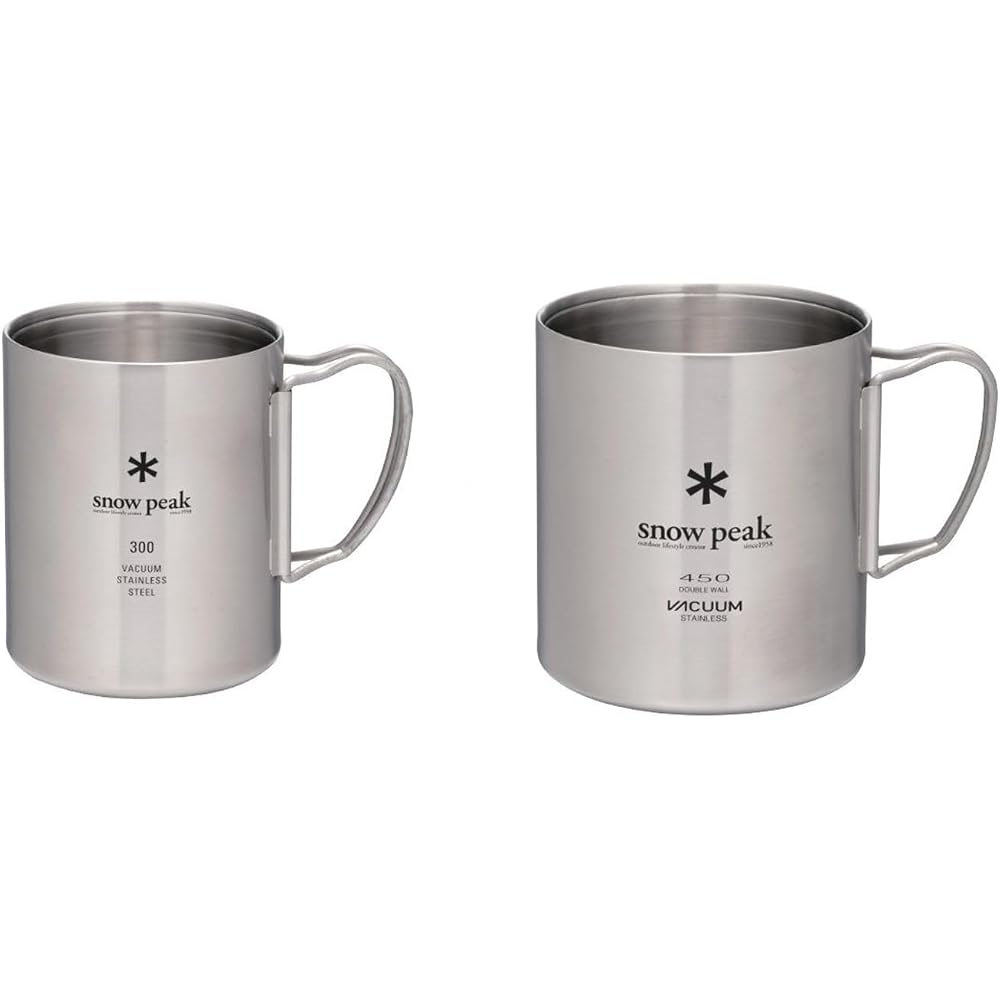 Snow Peak FK-421 Stainless Steel Vacuum Mug Set 300ml 450ml for BBQ Camping Outdoor Activities