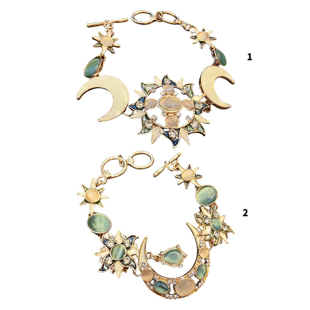 Elegant Sun Moon Star Shape Bracelet Featuring Natural Rhinestones Opal In Bohemian Style for Daily Wear Dates Parties