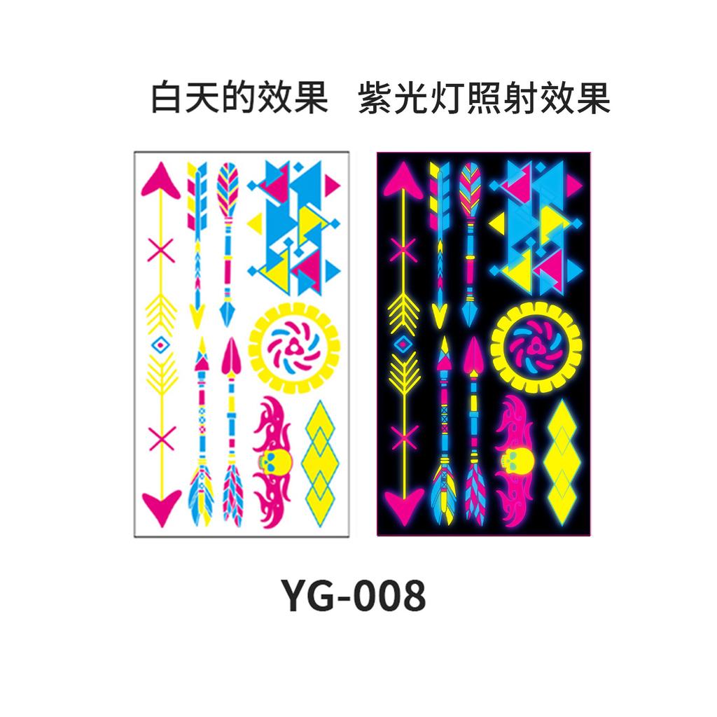 Women's Rave Festival UV Neon Body Face Temporary Tattoos Waterproof Fluorescence Fluorescent Fluorescent Tattoo Stickers 20