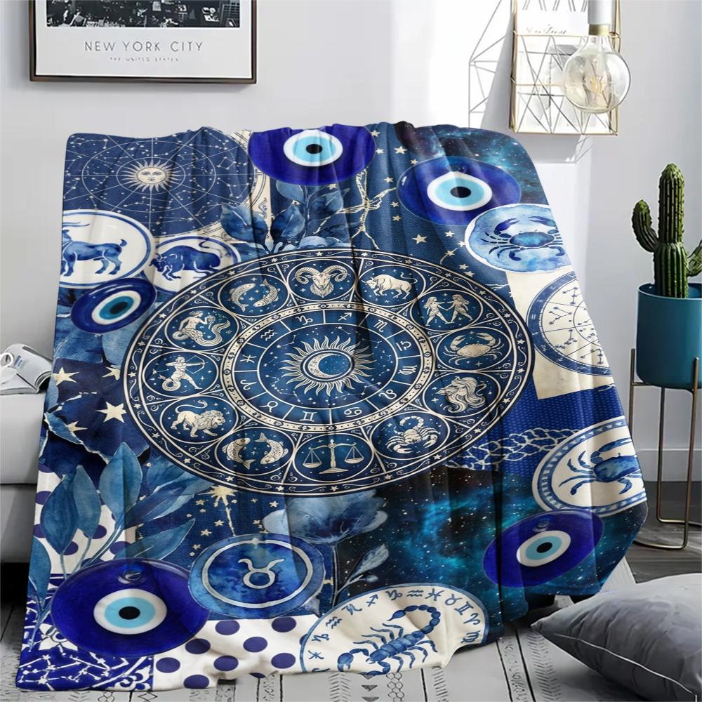 1Pc Constellations Print Flannel Blanket, High Quality Comfortable for All Seasons, Home Decor, Warmth and Comfort, Perfect for Christmas Gifts W147