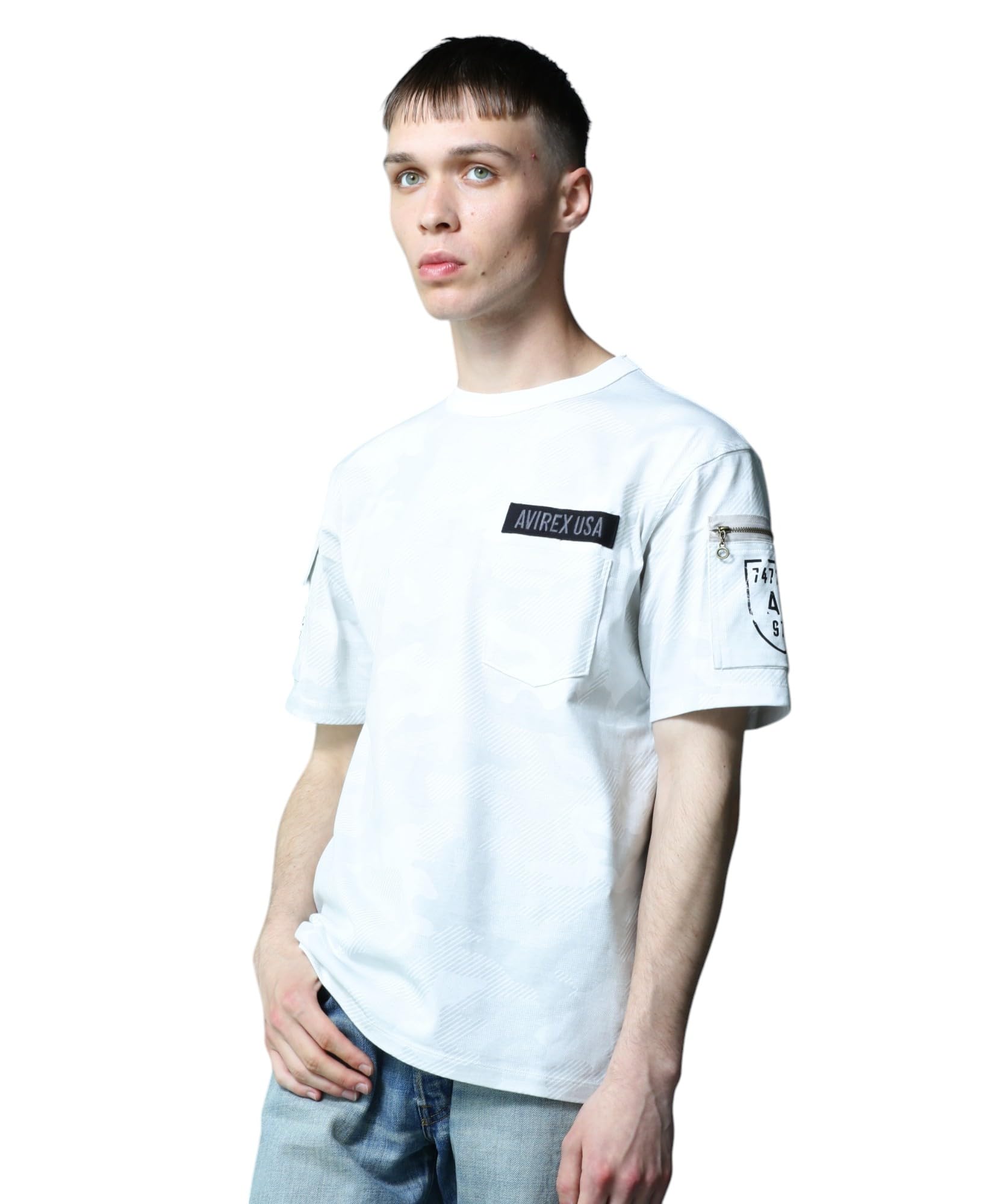 AVIREX FATIGUE T-SHIRT men s L 444 white camo 783-5934010