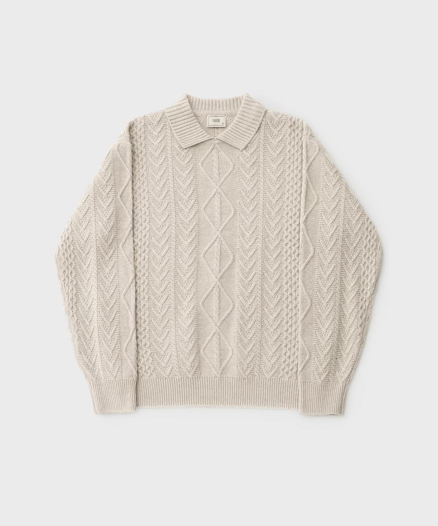 ANOTHER OFFICE Fisherman Cable Knit (Oatmeal)