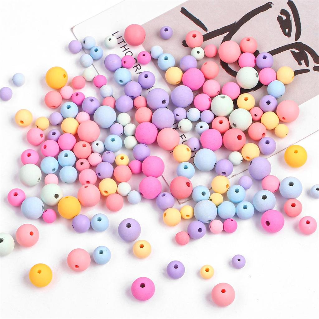 6/8/10mm Plastic Acrylic Macarons Candy Solid Color Loose Beads For Necklace Bracelet DIY Jewelry Making
