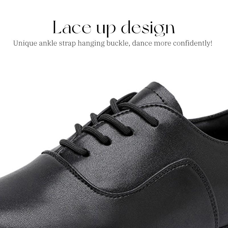 Men's Professional Lace-up Black Leather Latin Tango Ballroom Modern Dance Shoes