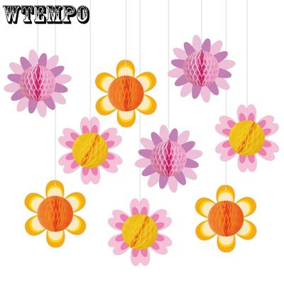 12pcs Birthday Decoration Honeycomb Pendant Spring Flower Three-dimensional Honeycomb Pendant Birthday Party Decoration Supplies